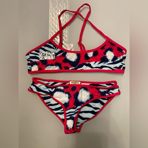 Kenzo Vibrant Red and Blue Bikini set NWOT - Picture 1 of 6